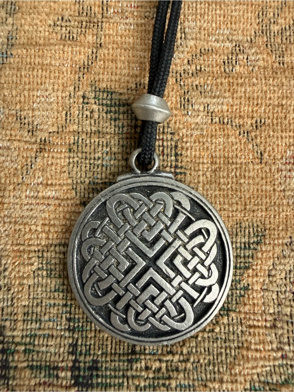 Antique Celtic Knotmedallion Pewter Pendant Necklace from Witch’s Estate Sale